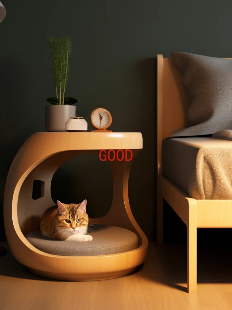 Integrated Cat Bed Nightstand